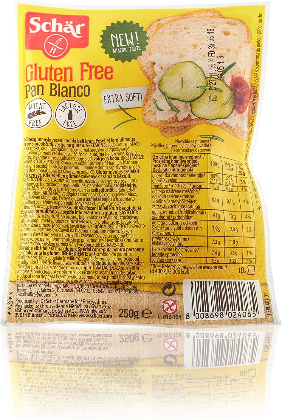 Rezani beli hleb Pan Blanco (sert. bez glutena) 250 g Schar